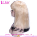 Top Fashion Factory Price Straight 130% Density Layered Bob Style Silk Top Lace Wigs With Bangs